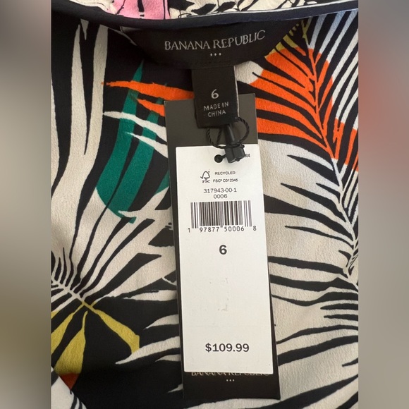 Banana Republic Palm Print Maxi Dress Pleated Size 6 NWT - Picture 8 of 10